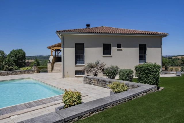 Architect-designed villa of original concept with pool, views of the Ségala, 15 minutes from Figeac for sale for 865,000&euro; in Lot, Midi-Pyrénées